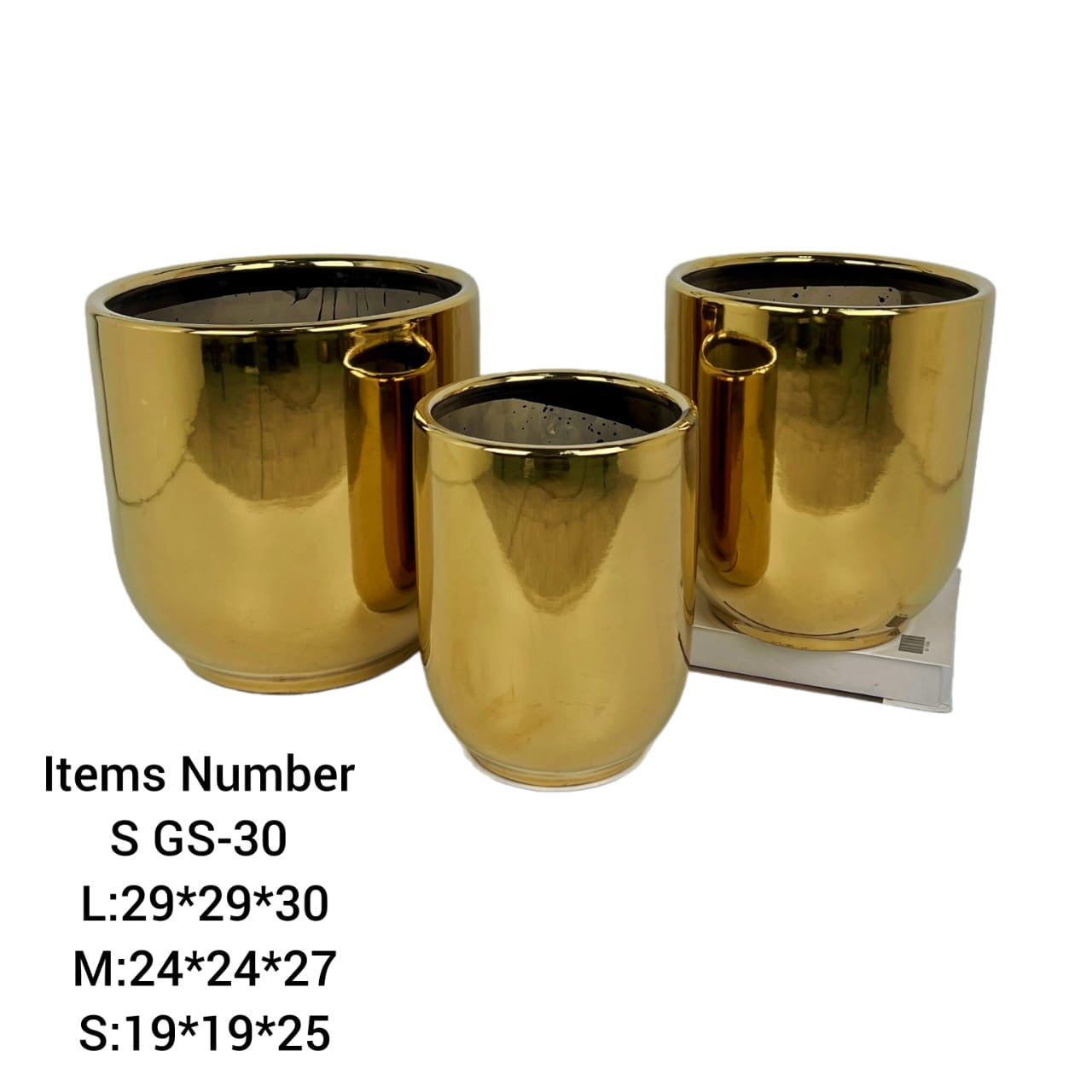 3Pcs Set of Gold Ceramic Pots