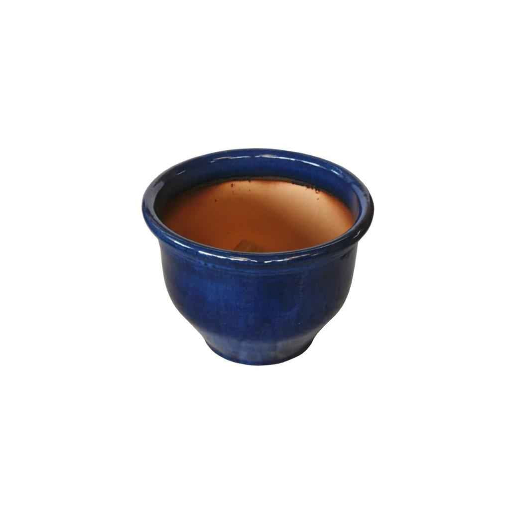 ROUND RIM CERAMIC POT BLUE GLAZED FINISH NTB-1002